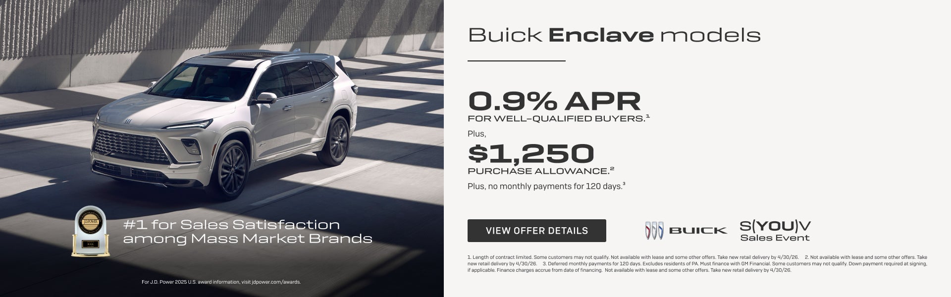 0.9% APR
FOR WELL-QUALIFIED BUYERS.1

Plus, $1,250 PURCHASE ALLOWANCE.2

Plus, no monthly payment...