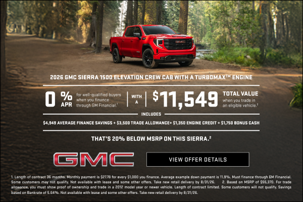 0% APR for well-qualified buyers when you finance through GM Financial.1

With a $11,549 Total Va...