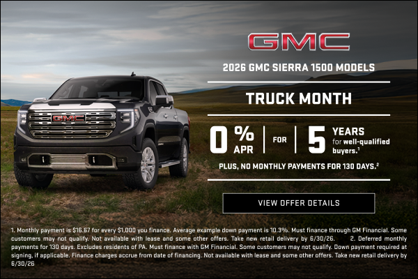 TRUCK MONTH

0% APR FOR 5 YEARS for well-qualified buyers.1

Plus, no monthly payments for 130 da...