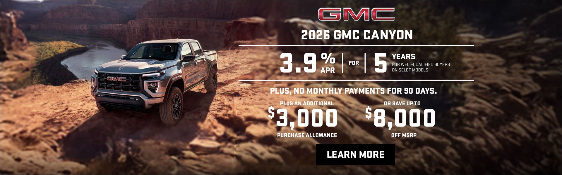 Get 3.9% APR for 5 Years on a New Canyon Truck