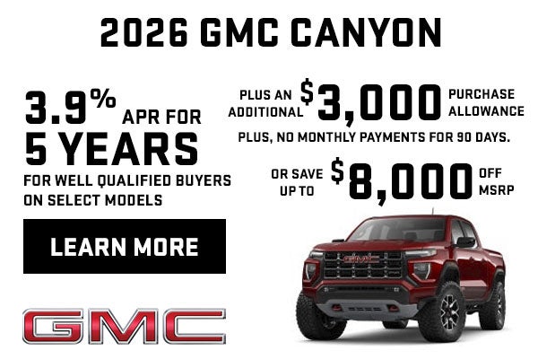 Get 3.9% APR for 5 Years on a New Canyon Truck