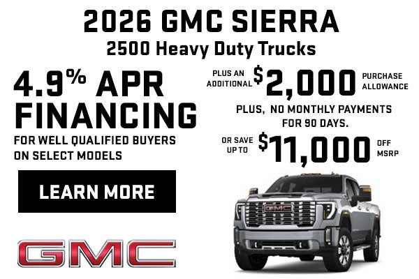 Get 4.9% Financing on a New Sierra 2500 HD Truck